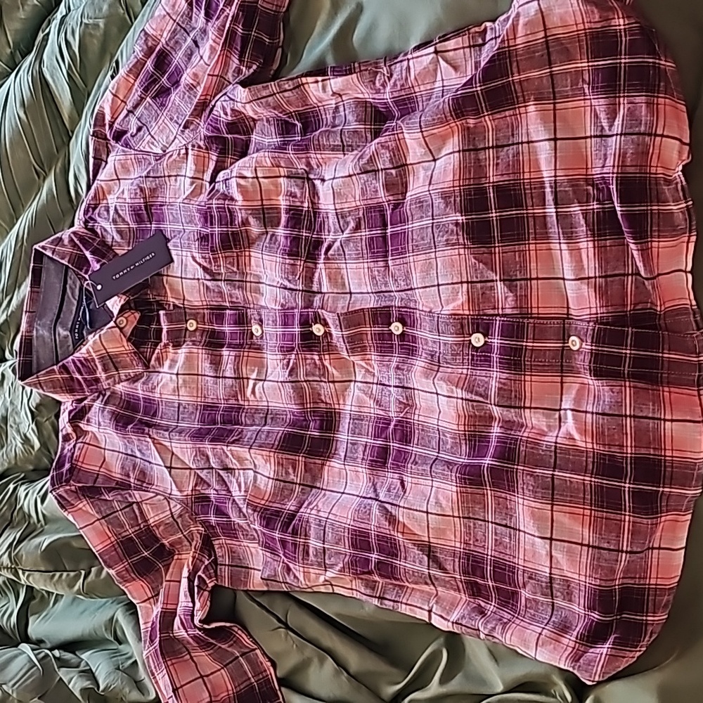Tommy Hilfiger Purple & Pink Plaid Shirt NWT Size M